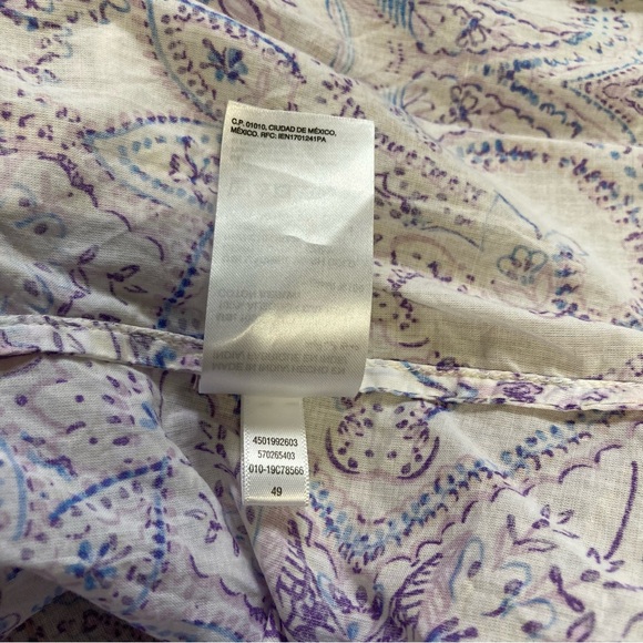 CHICOS Dress Shirt Tunic Purple White Paisley Floral Button Down Blouse Medium - Picture 13 of 16